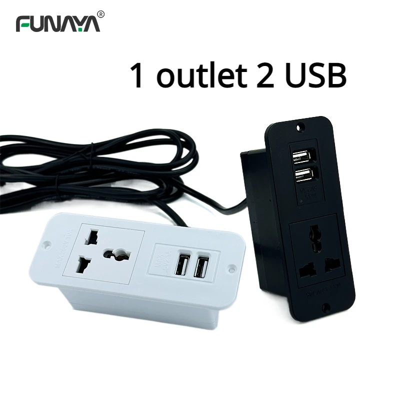 Office Furniture Outlet - ユニバーサル隠し家具延長コードソケット,黒と白,1出力,2USB, 5v,2 a,2500w,110 v,220v,オフィス