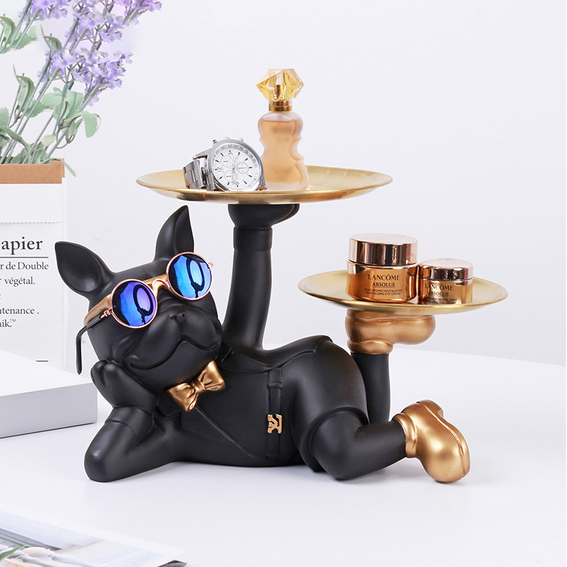 Office Furniture Used - 樹脂ブルドッグの机の像,動物の彫刻,ダイニングテーブルの装飾,多機能,オフィス,家の装飾,トレイ