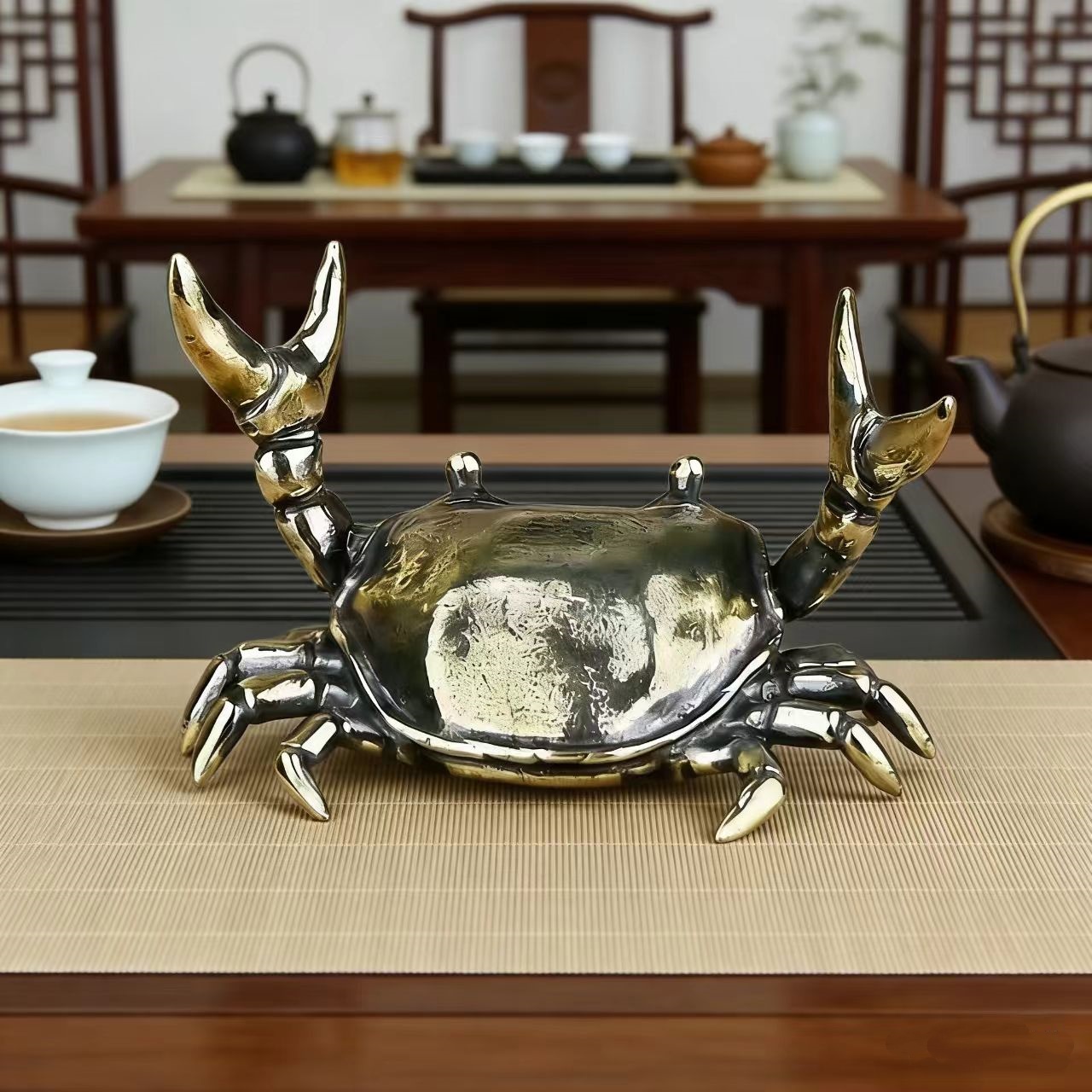 Office Furniture Hon - 1 個純粋な真鍮カニの置物動物像ミニチュア銅の装飾品ホームオフィスデスク装飾工芸家の装飾北欧