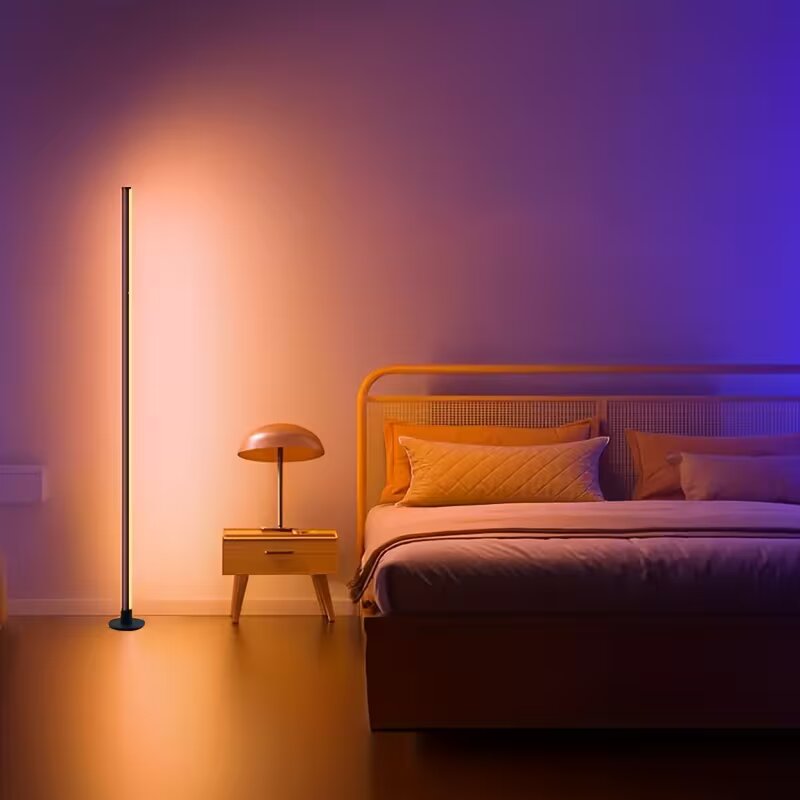 Floor Lamp Arched - RGBIC LEDコーナーフロアランプ、アプリリモコン操作、音楽同期＆タイミング設計、ゲームルーム、寝室、電子書籍閲覧用多用途ライト