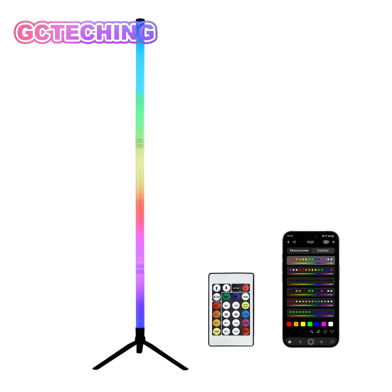 Floor Lamp Arched - 120CM LED RGBフロアランプバー、サウンドピックアップアンビエントライト、寝室用コーナーウォールライト、eスポーツルームライブ雰囲気ランプ