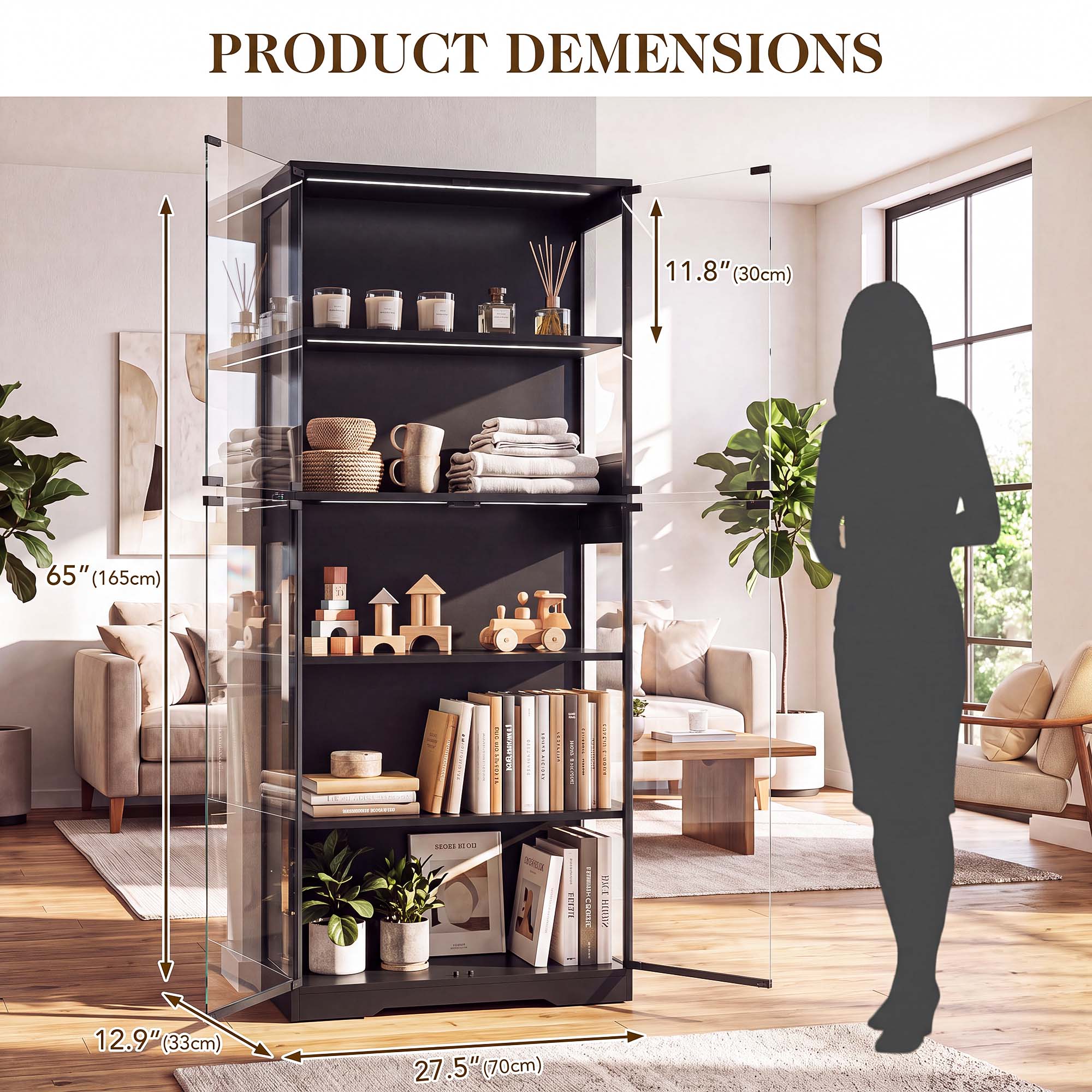TCGBKAF 5段ディスプレイキャビネット、ガラス扉、モー - Office Furniture Outlet のレビューと価格