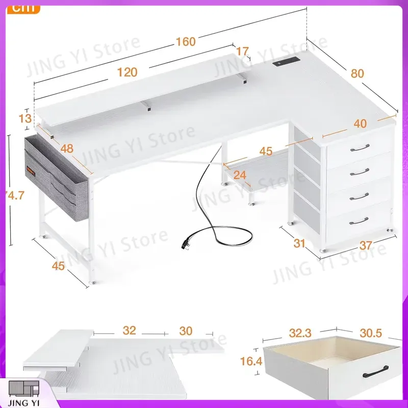 L字型コンピューターデスク 160x80cm コーナーデスク - Office Furniture Outlet のレビューと価格