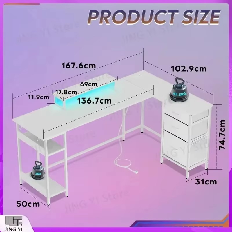 リバーシブルL字型コーナーデスク 168x103cm 引き出 - Office Furniture Outlet のレビューと価格