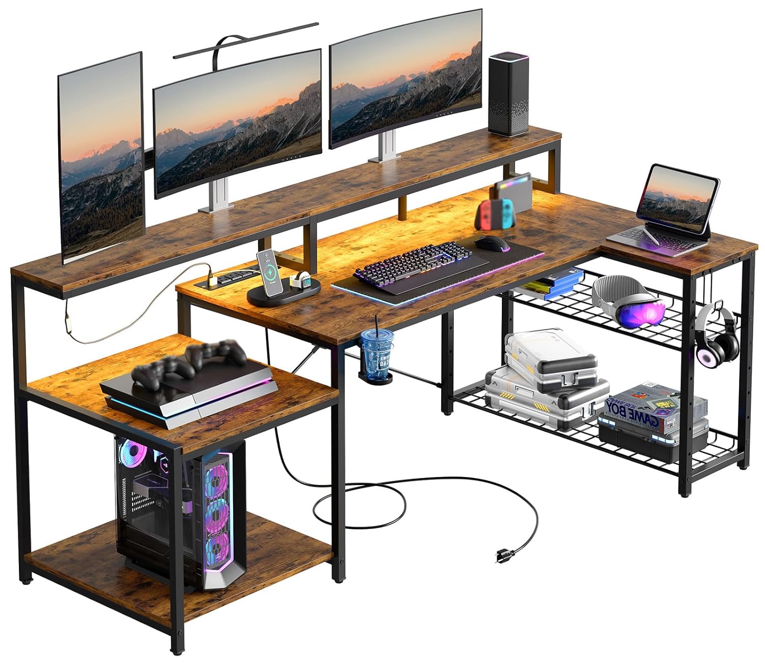 71.5インチのコンピューターデスク（電源コンセント付き）、 - Office Furniture Outlet のレビューと価格