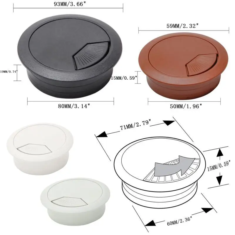 50/60/80MM デスクコードグロメット 配線穴カバー  - Office Furniture Ideas のレビューと価格