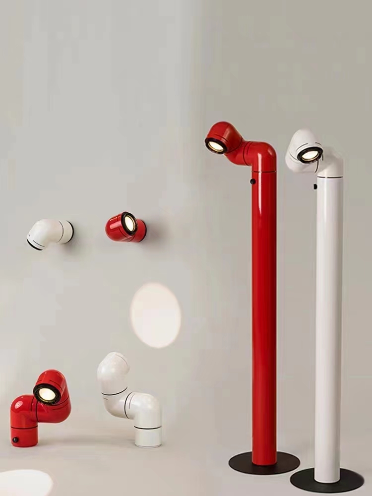 スペインのスペースエイジフロアランプデザイナーレプリカ、赤白 - Floor Lamp Arched のレビューと価格