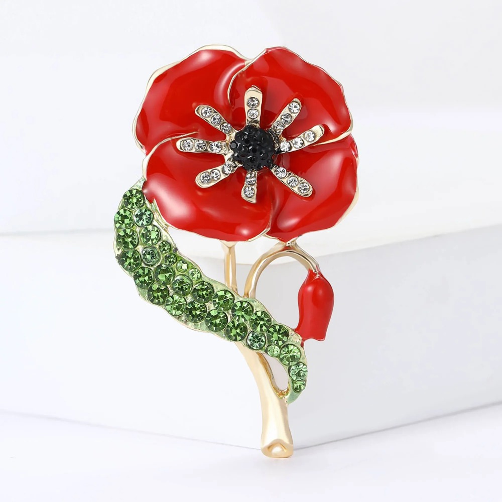 1PC エナメルケシの花の花輪ブローチ女性のためのユニセック - Office Furniture Hon のレビューと価格