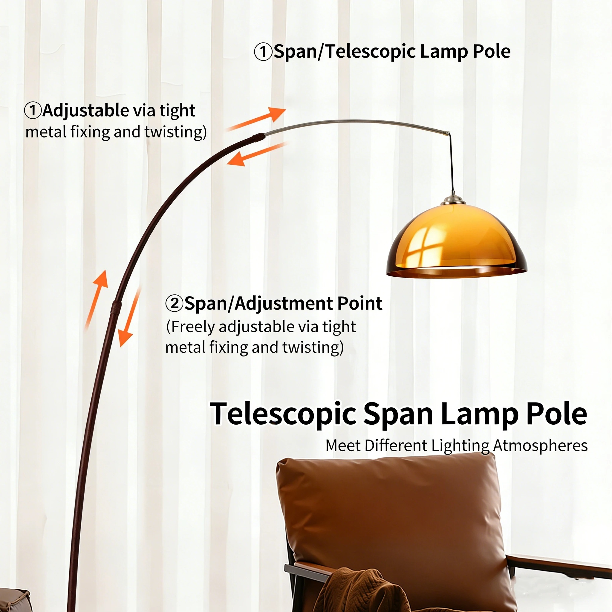 ヴィンテージアクリルランプシェードフロアランプモダンダークブ - Floor Lamp Arched のレビューと価格