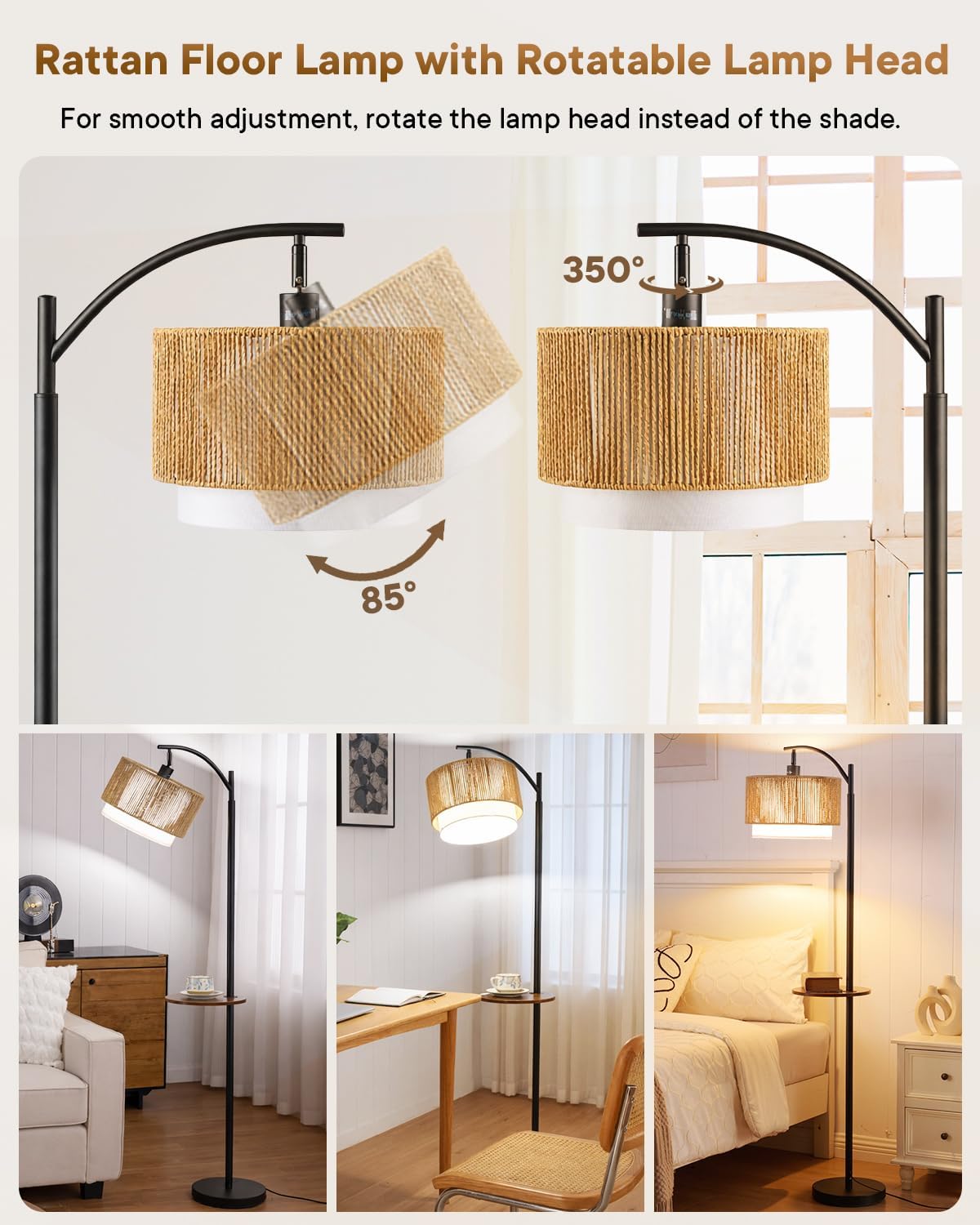 ボヘミアンスタイルのファームハウスアークフロアランプ、サイド - Floor Lamp Arched のレビューと価格