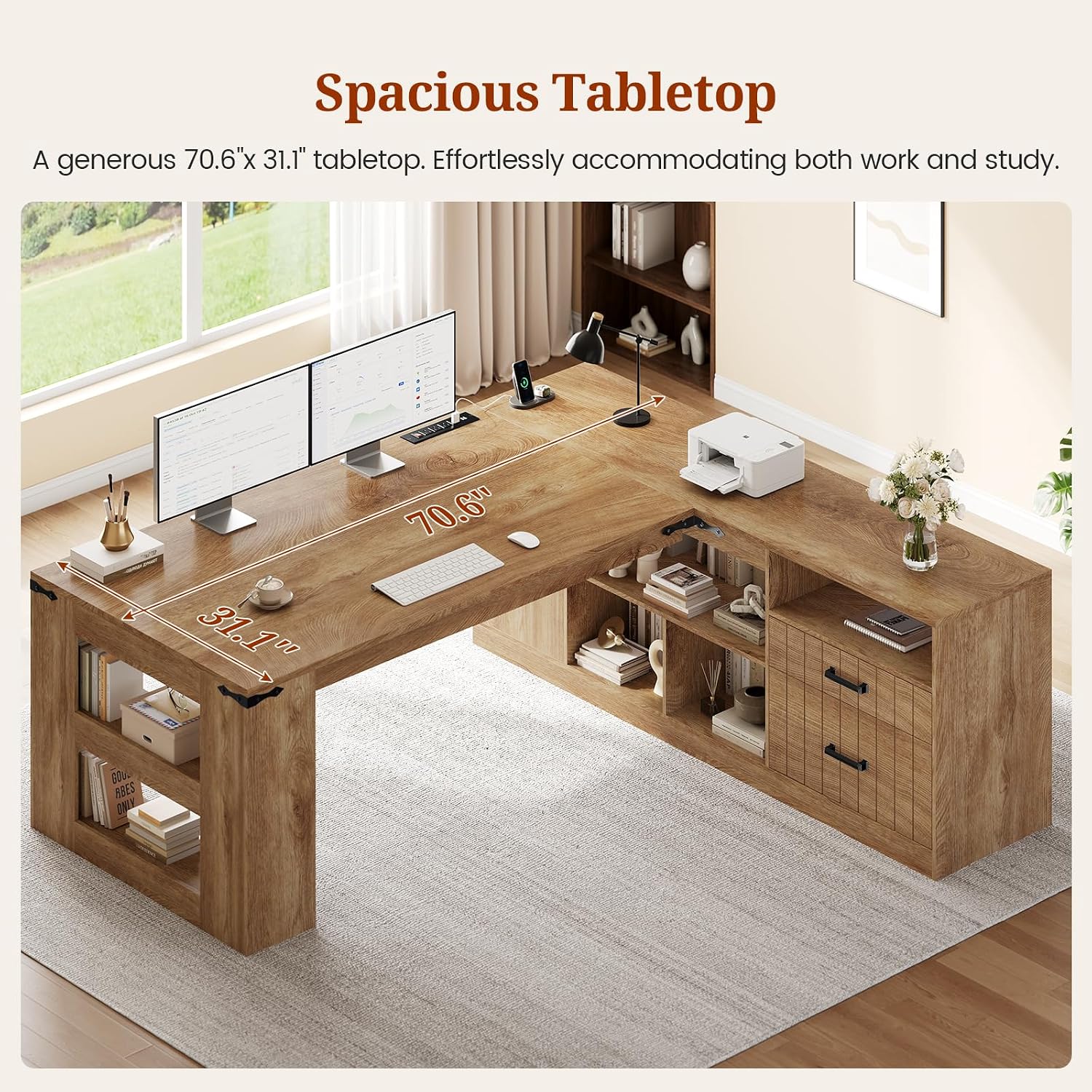 71インチ エグゼクティブデスク（引き出しと電源コンセント付 - Office Furniture Outlet のレビューと価格
