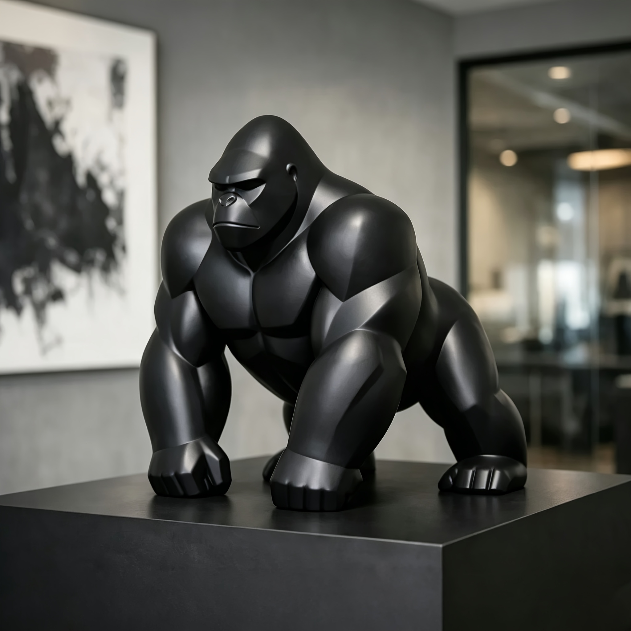 幾何学模様のゴリラフィギュア 3Dプリント ミニマリスト猿像 - Office Furniture Used のレビューと価格