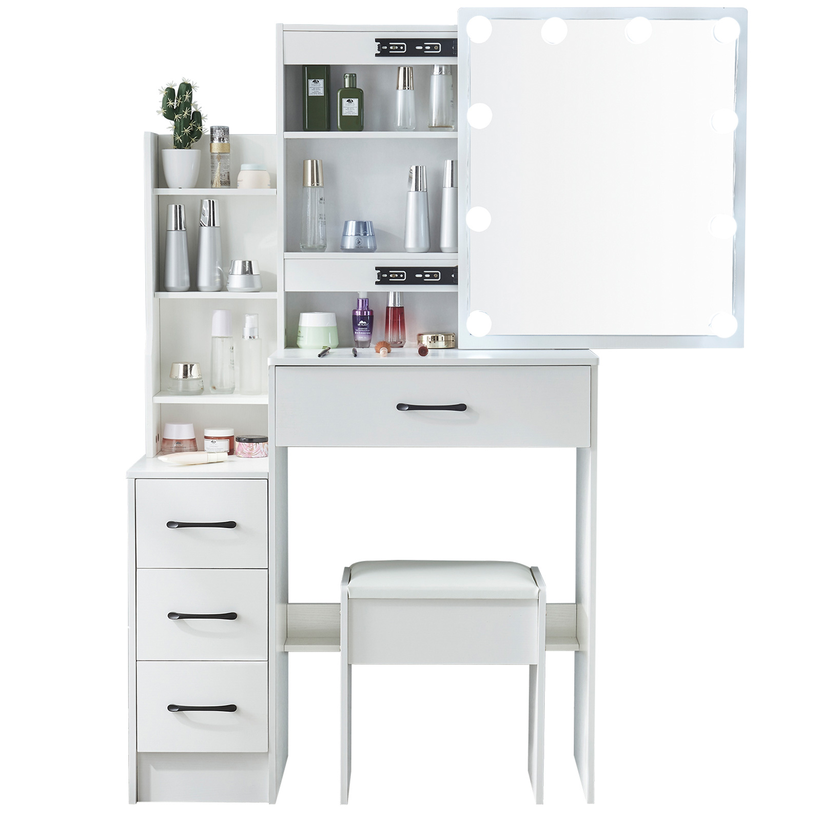 LED化粧台セット（鏡とスツール付き）、10個のLEDライト - Office Furniture Hon のレビューと価格