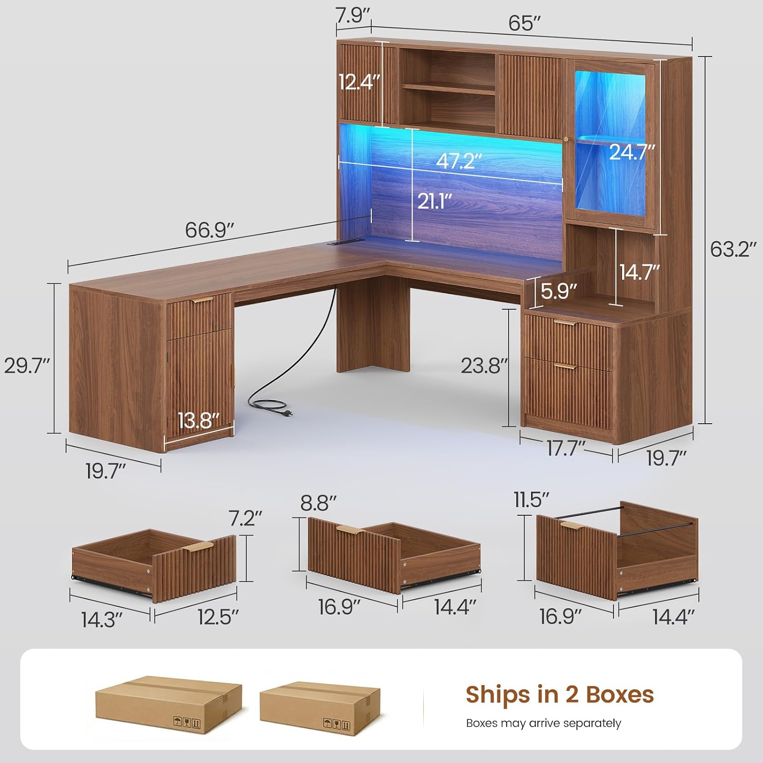 L字型デスク（ハッチ付き）、RGB LEDコーナーデスク（電 - Office Furniture Outlet のレビューと価格