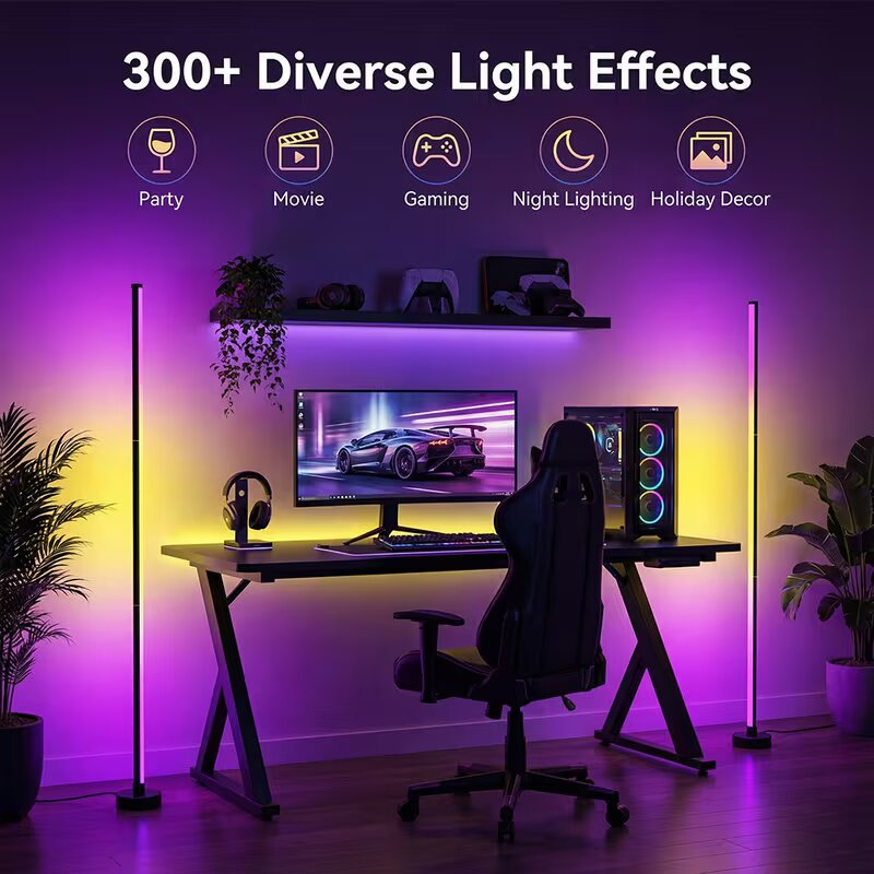 RGBIC LEDコーナーフロアランプ、アプリリモコン操作、 - Floor Lamp Arched のレビューと価格